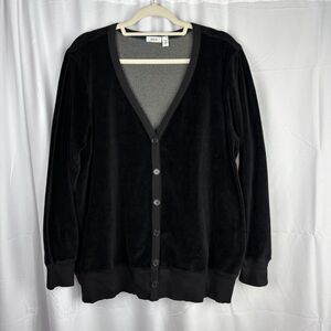 WILT‎ Slouchy Femme Sleeve Cardigan Sweater Black Size Large Velour Made In USA